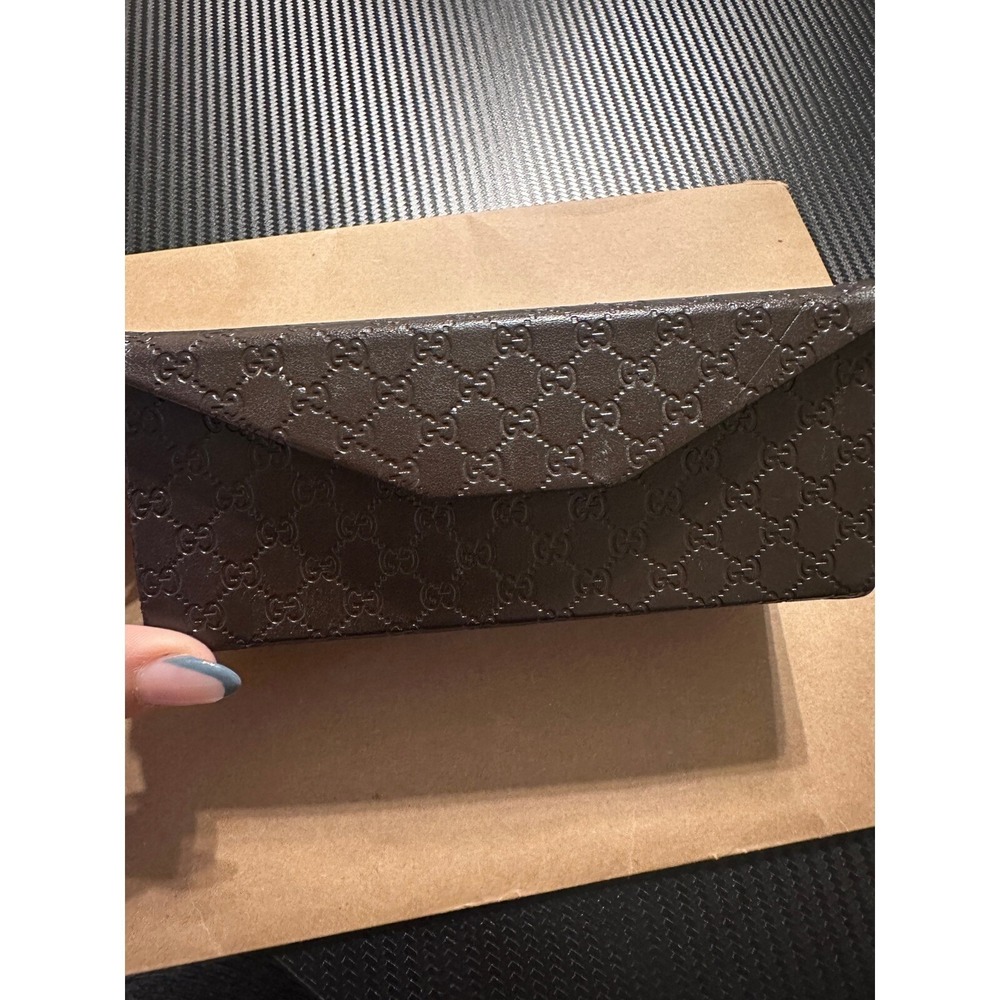 Gucci Brown Monogram Sunglasses Case Clamshell Hard Shell